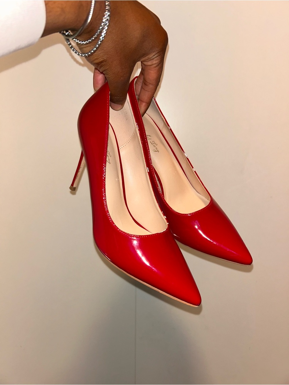 Red Patent Pointed-Toe Stiletto Pumps